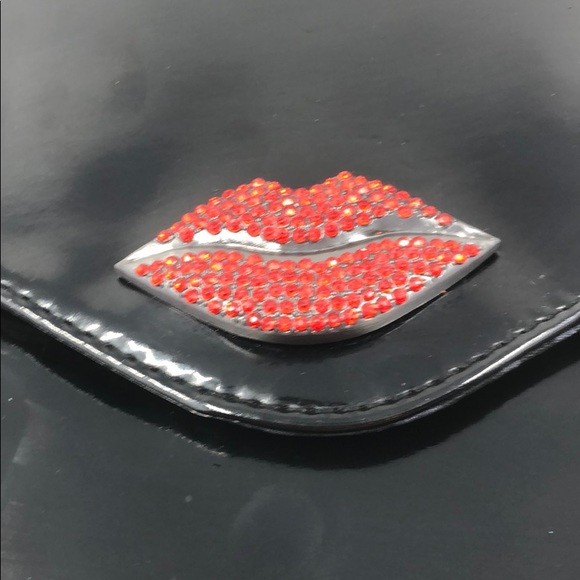 🛼Kirna Zabete Red KISS Large Clutch 14x8 inches - Picture 6 of 12